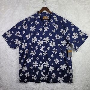 NWT Johnny Bigg Navy Floral Relaxed Fit Hawaiian Shirt Mens‎ 2XL Beach Resort